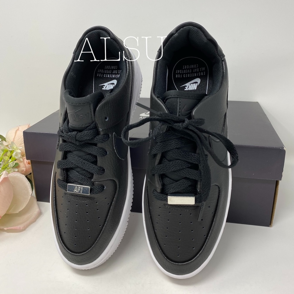 Nike Air Force 1 Sage Low Black Leather W AUTHENT - Picture 4 of 8